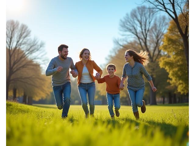 Grupo de Padres Saludables con una familia feliz y activa en un parque