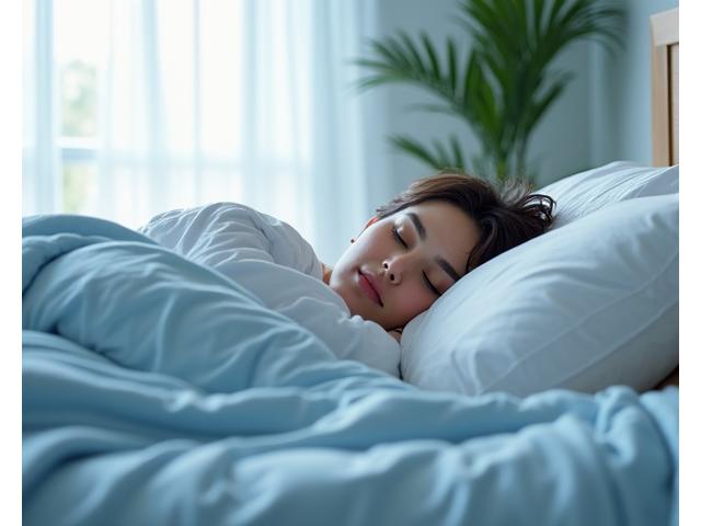 Grupo de Sueño Reparador con una persona adulta durmiendo plácidamente en una cama cómoda