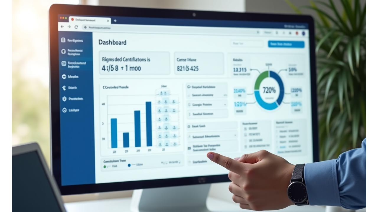 Panel de control de usuario mostrando progreso, certificados digitales y estadísticas de aprendizaje.