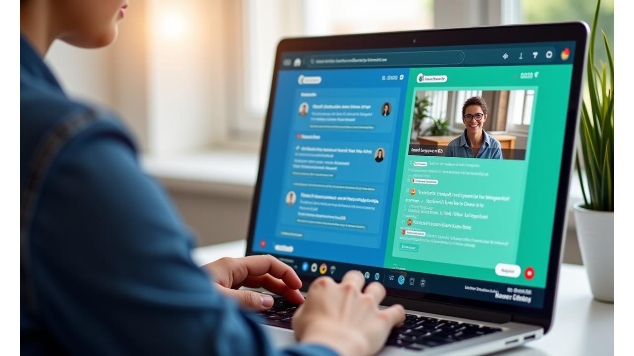 Demostración de la plataforma de talleres virtuales de Ruta Vital con webinar en vivo y chat interactivo.