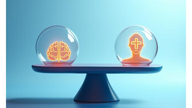 Representación visual de un balanza inclinada con un símbolo de conocimiento científico en un platillo y una balanza inclinada con un símbolo de persona en el otro, representando el equilibrio entre la información y la responsabilidad personal.