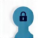 Icono estilizado de un candado digital sobre un perfil de usuario, simbolizando la seguridad de la cuenta.